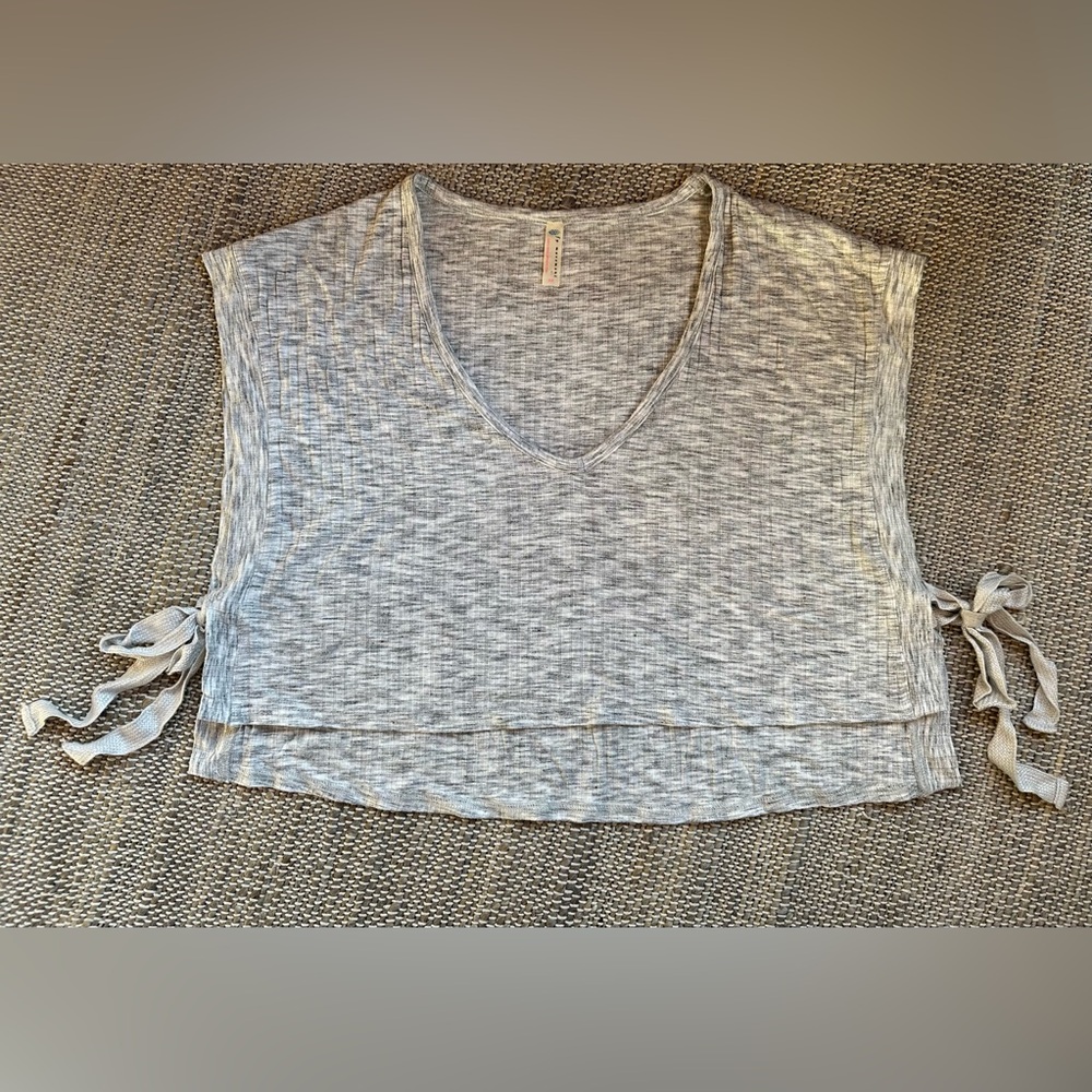 Free People fp movement grey v neck short sleeve top